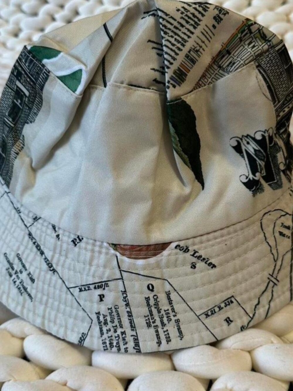 SHEIN x MONSE NYC Map Bucket Hat | Never Used | Vintage Aesthetic - Picture 2 of 6